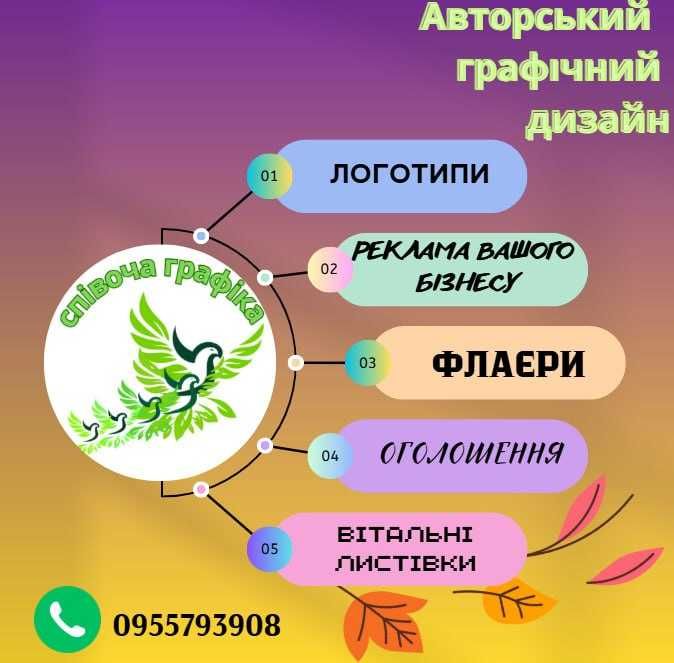 Листівки, оголошення, реклама, авторський графічний дизайн