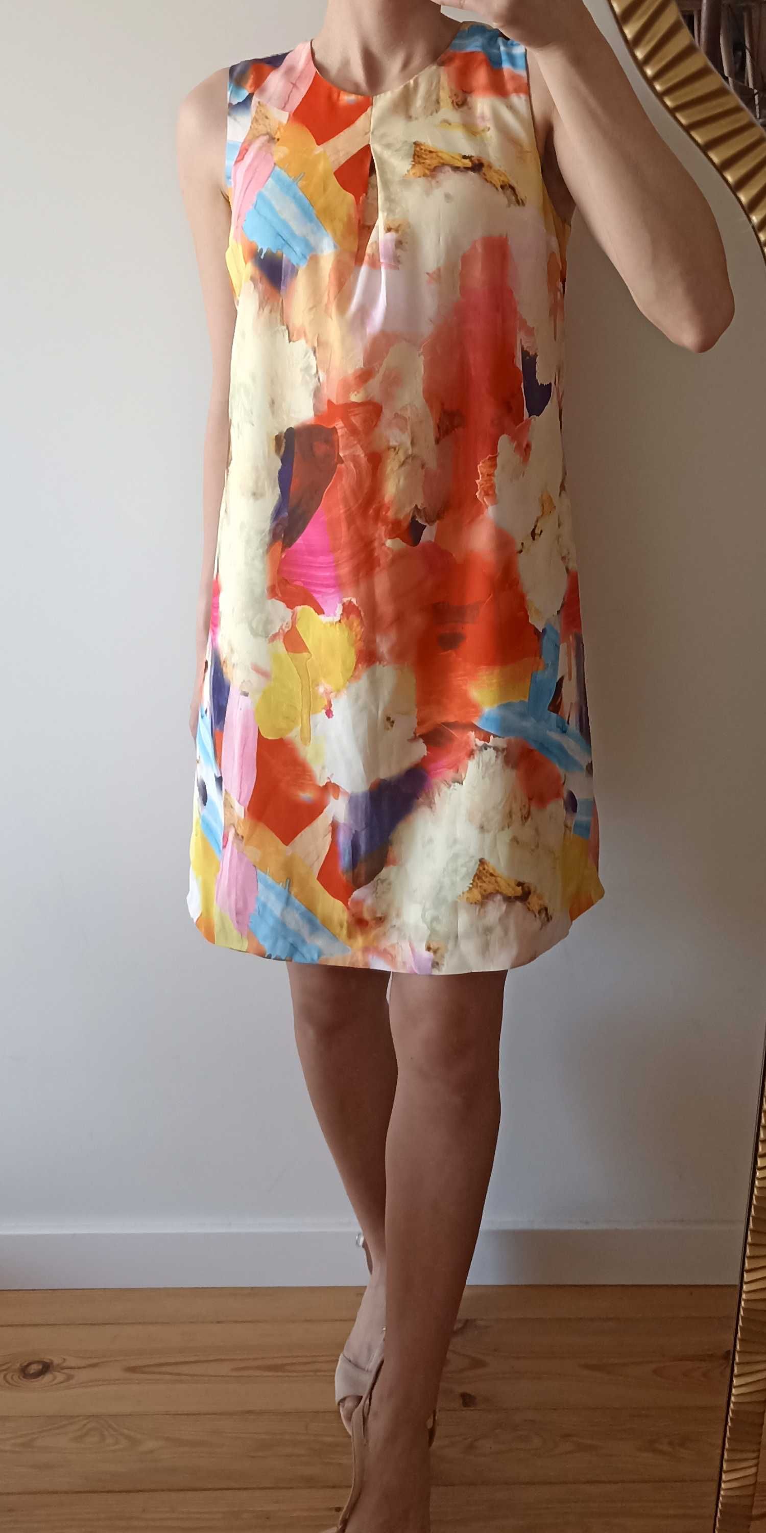 Kolorowa sukienka mini prosta h&m