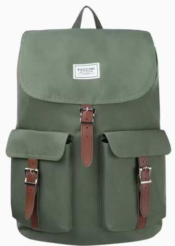 PUCCINI LEGACY 20l Plecak materiałowy z kieszeniami Zielony Khaki