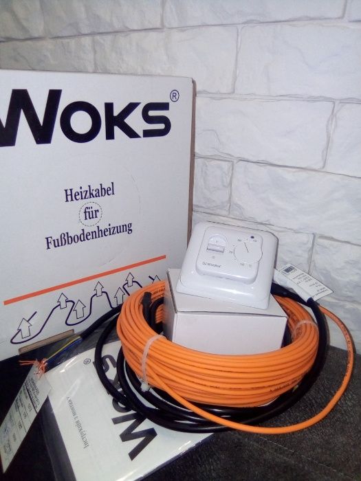 Электрический теплый пол Woks 5м2 под плитку стяжку+терморегулятор