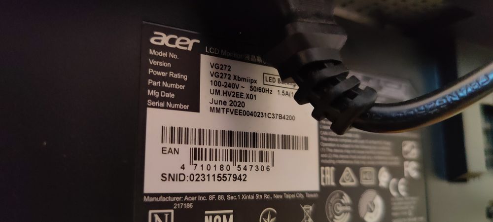 Monitor Acer Nitro VG2 Series Vg272 xbmiipx IPS 240Hz GSync