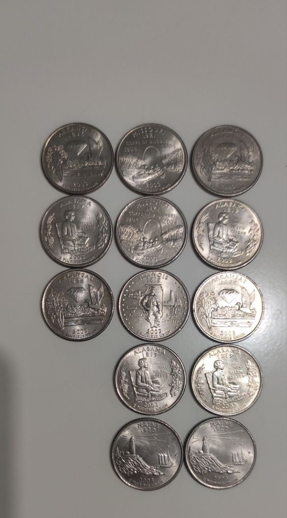 Monety ćwierćdolarówki-quarter dollar 103 sztuki