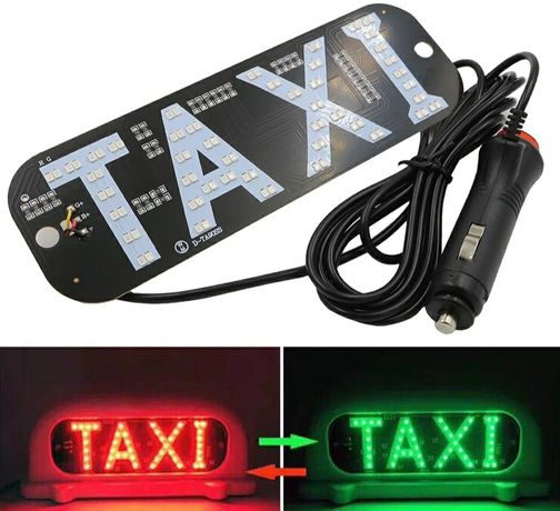 Табличка Такси LED TAXI Red/Green ДВА Цвета с прикуривателем