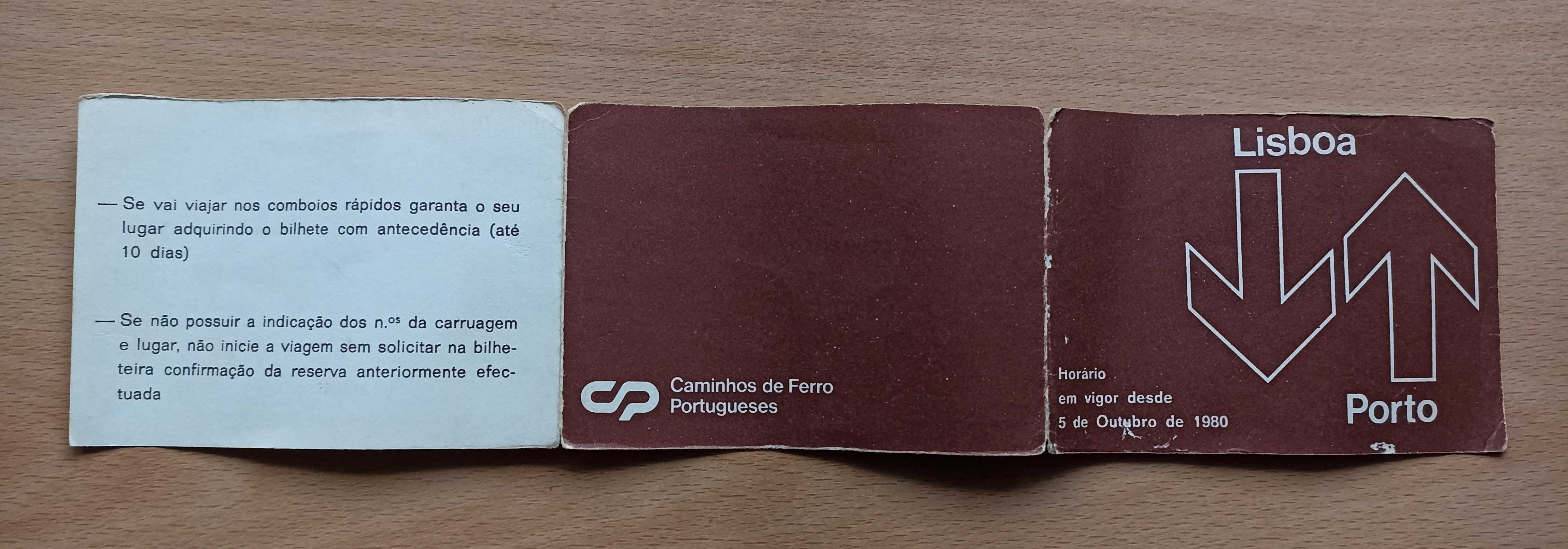 Horário CP dos Comboios de Lisboa-Porto de 1981