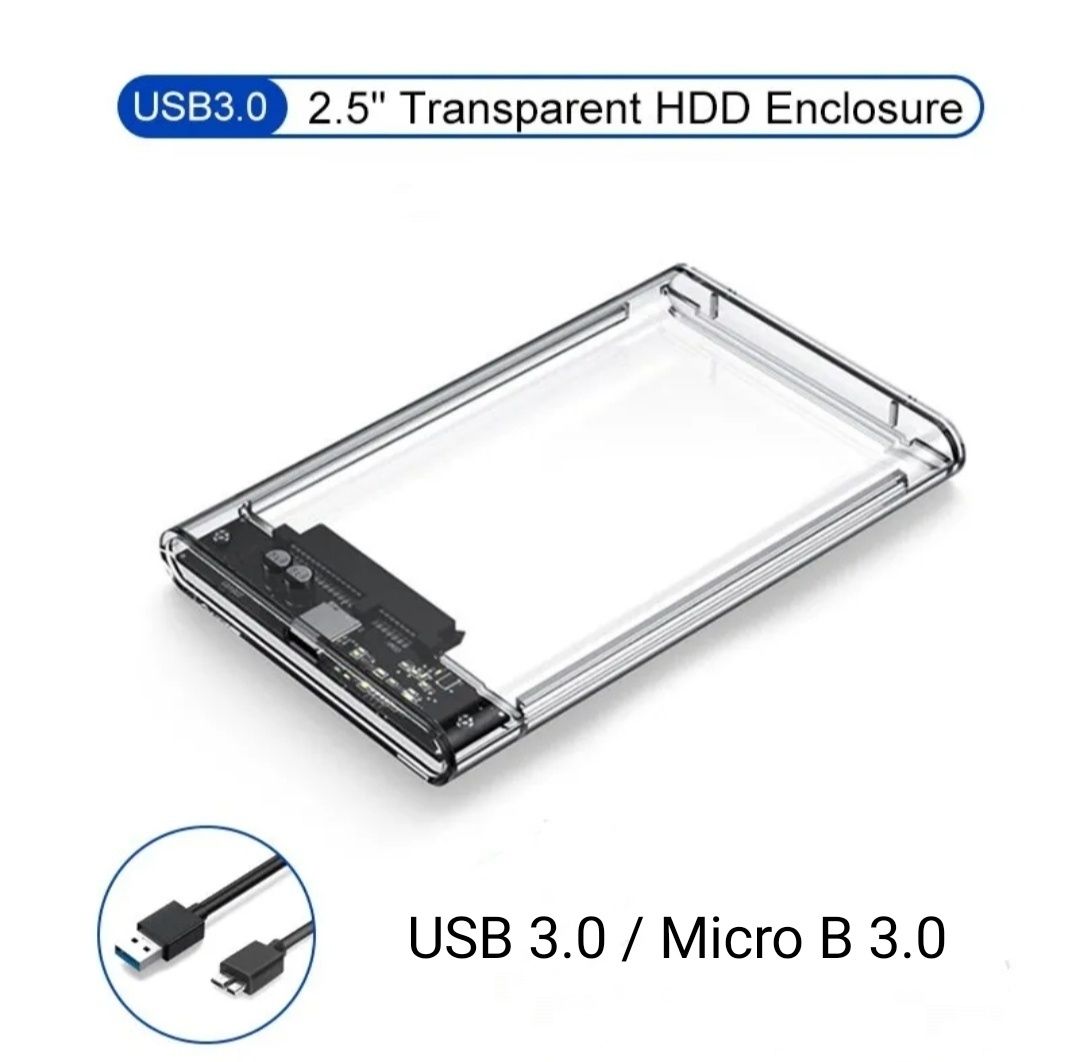 Caixa HDD/SSD 2,5 transparente