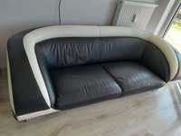 Sofa kanapa nierozkładana 3-osob, skórzana + eko skora, stan b. Dobry