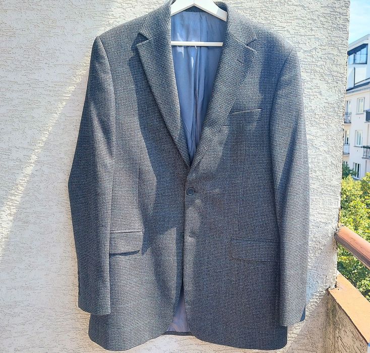 Marynarka Marks & Spencer rozmiar 52 XL slim fit szara premium design