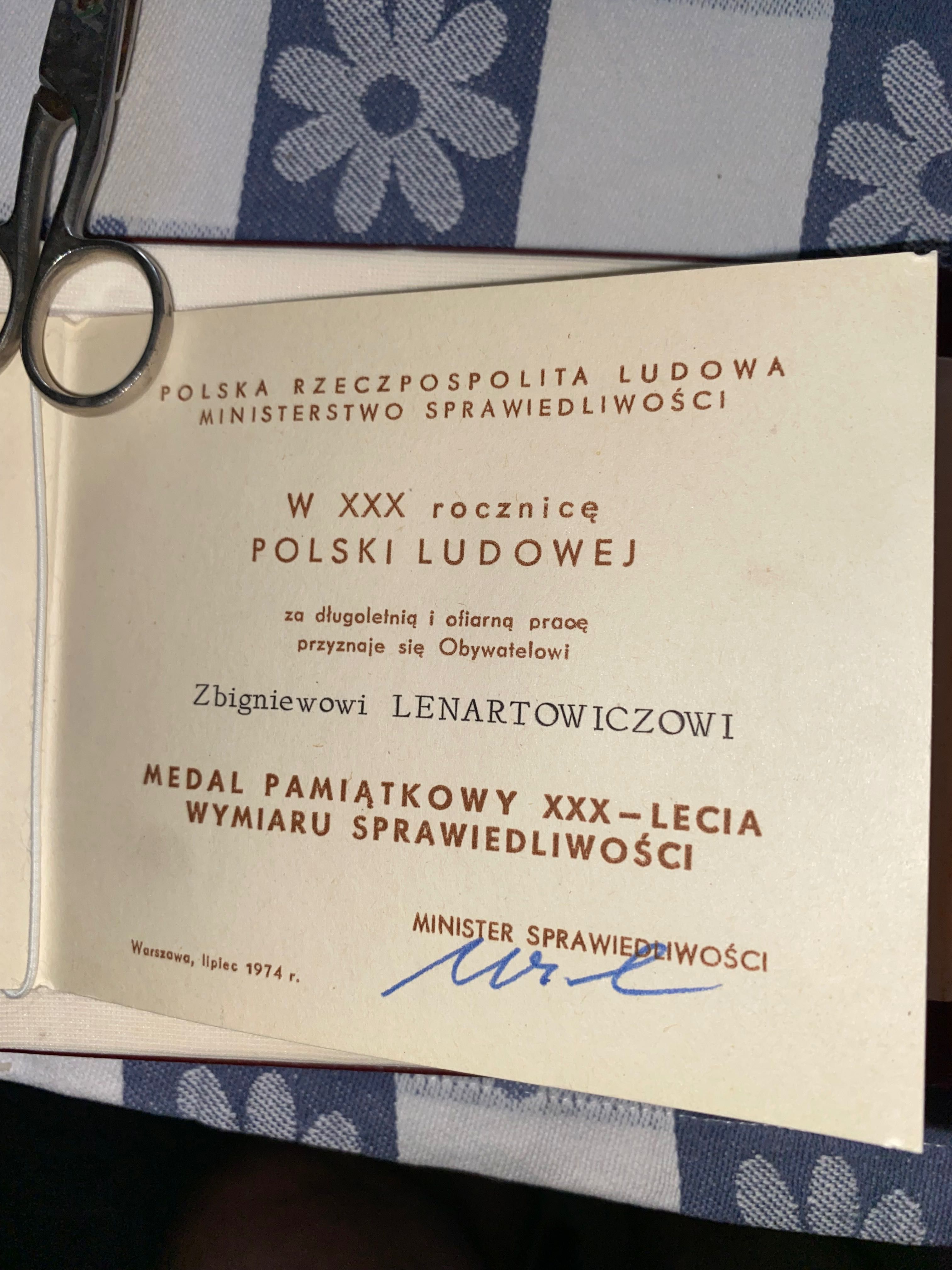 Medal okolicznościowy z PRL Wymiaru Stawiedliwości