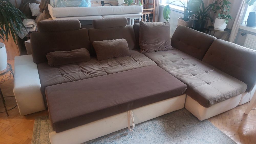 Duża kanapa, narożnik z funkcją spania, Dajtki