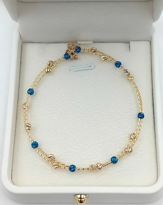 Złota Bransoletka podwójna próba585 KULKI Regulowana NOWA/Fajne Okazje