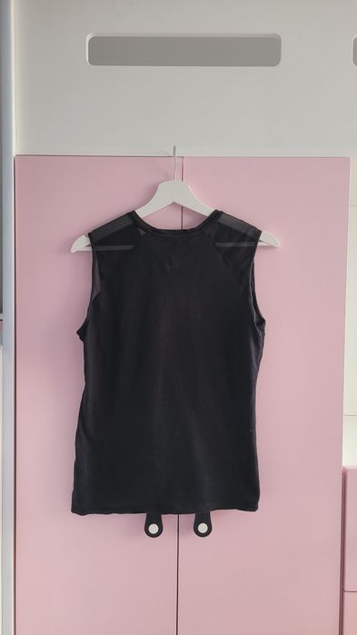 Top damski L (40) marki Modo koszulka czarna krótki rękaw z siateczką