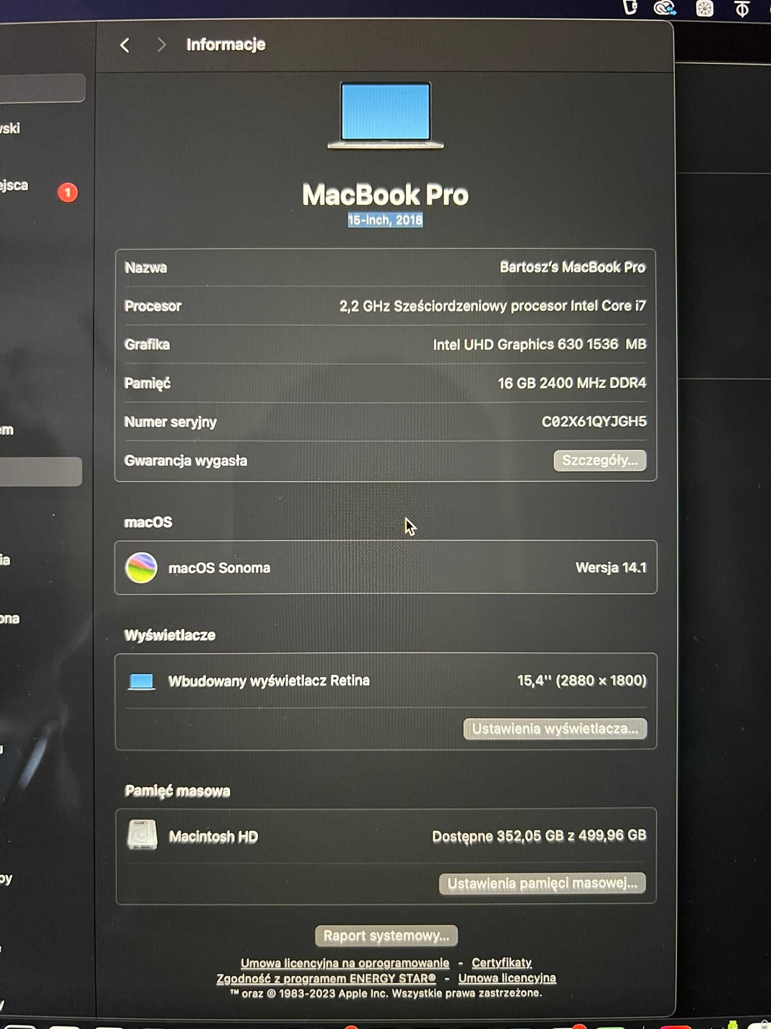 MacBook Pro 15" 2018