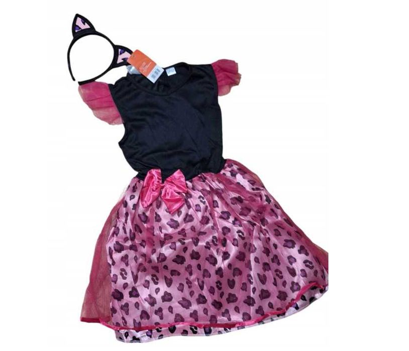 Strój kotka różowego Sukienka na bal Uszy kota 80/86