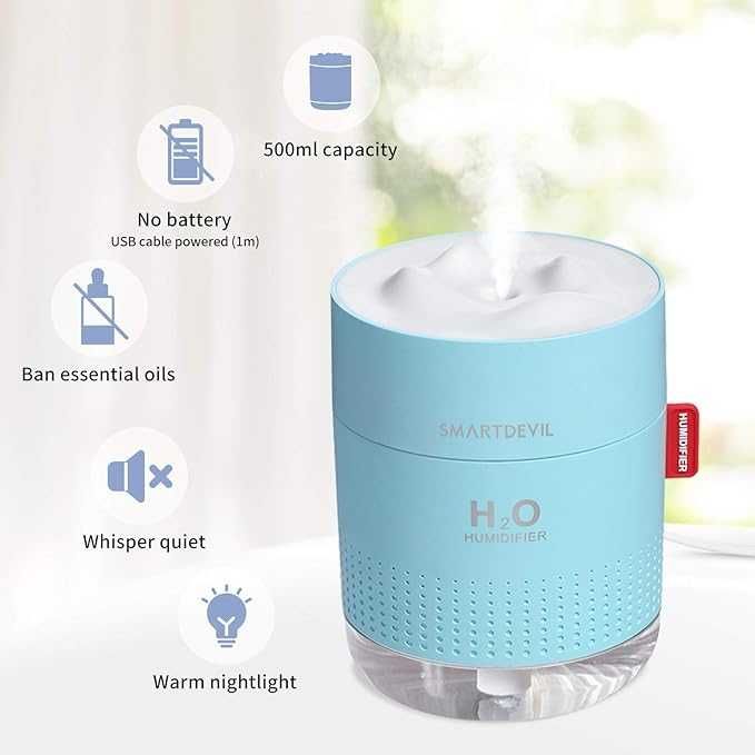 smartdevil nawilżacz powietrza usb 500 ml szary vv