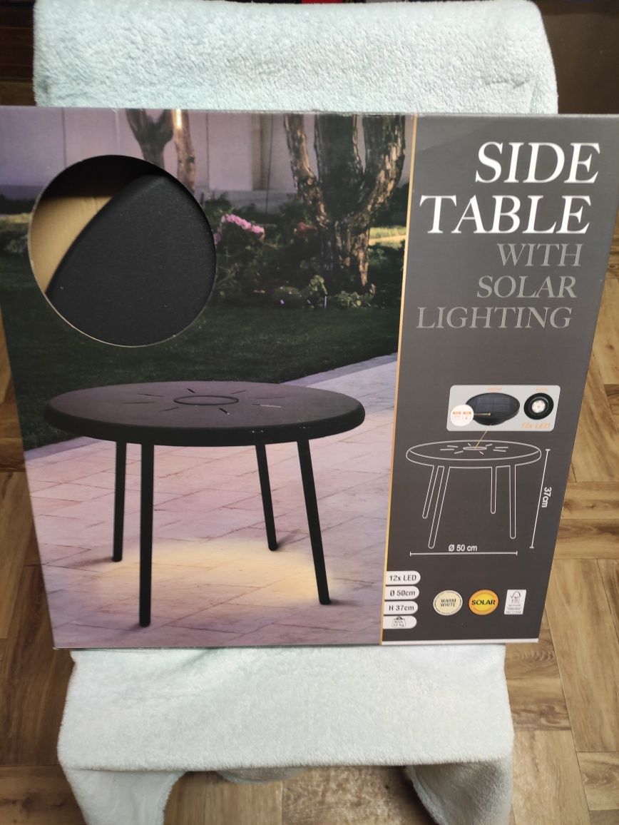 Nowy stolik ogrodowy 50cm podświetlany z oświetleniem LED solarny
