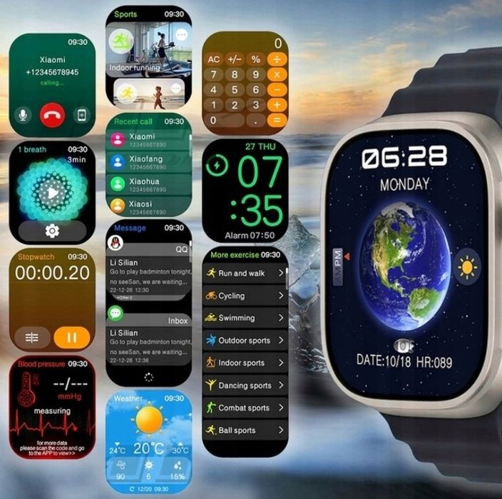 Smartwatch Hk10 Ultra 3 Amoled Chat Gpt Srebrna Koperta Czarny Pasek