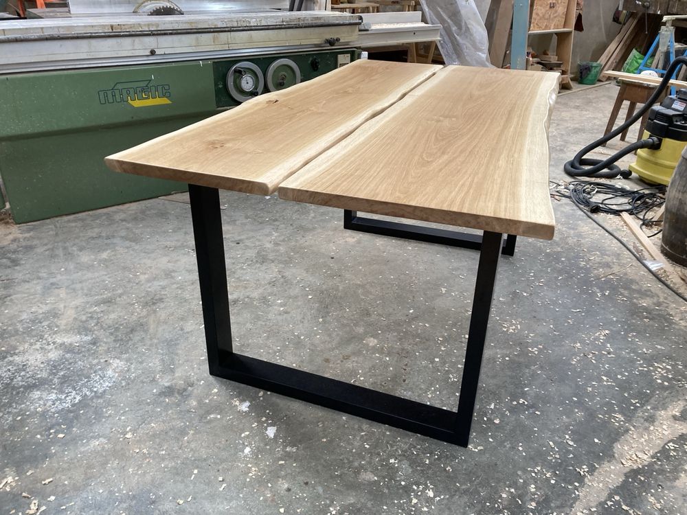 Mesa de Jantar 160x90 Carvalho maciça com borda organica