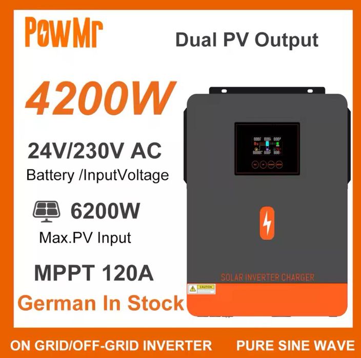Гібридний інвертор PowMr 4200W 24V POW-HVM4.2M-24V-N
