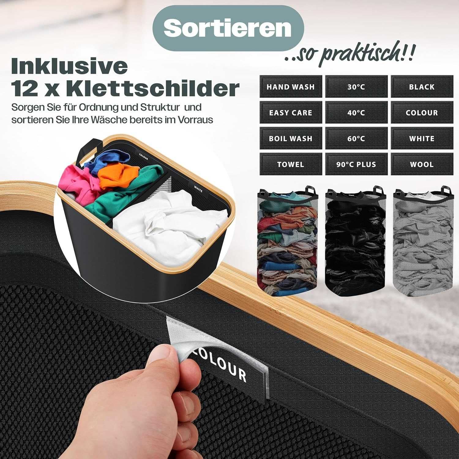 Nowy kosz na pranie/ KESSER sorter 100L / organizer do ubrań !4278!
