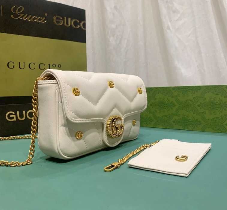 Gucci GG Marmont Small Matelasse Bag White