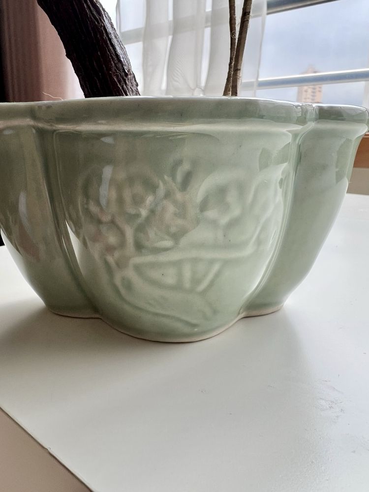 Bonsai de vidro com vaso cerâmica