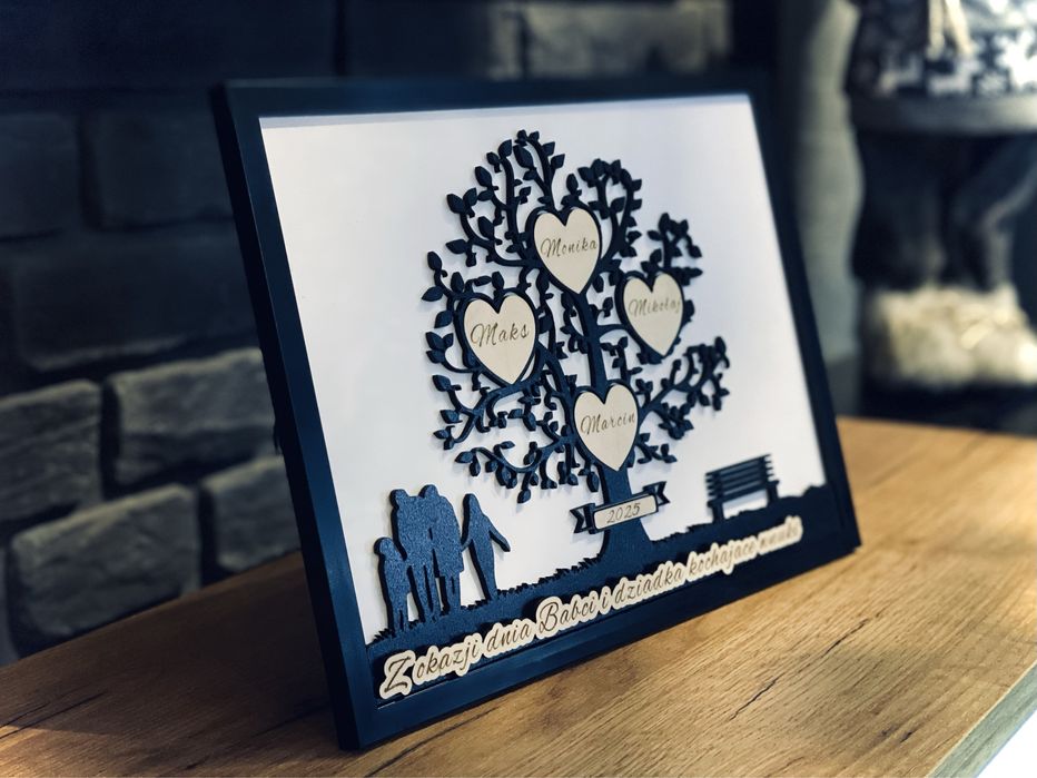 Dzien Babci i Dziadka projekt na zamowienie drzewo wnuki serca