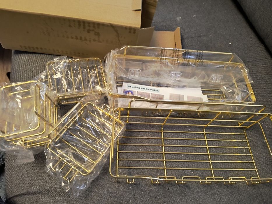 Zestaw łazienkowy organizer półki złoty