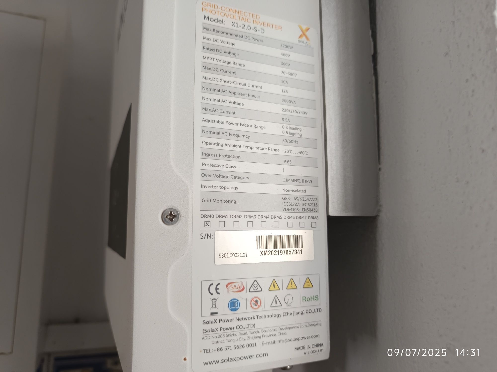 Inversor Solax 2000 w