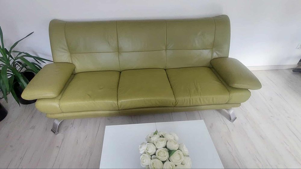 Zestaw wypoczynkowy ze skóry naturalnej Akimo meble Sofa +2 fotele