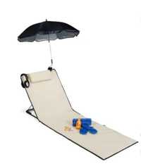 Leżak mata plażowa z parasolem Relaxdays turystyczna kamper kempingowa