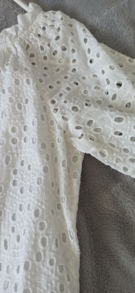 Sukienka ażurowa biała boho