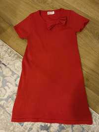 sukienka dla dziewczynki h&m czerwona z kokardą 134/140