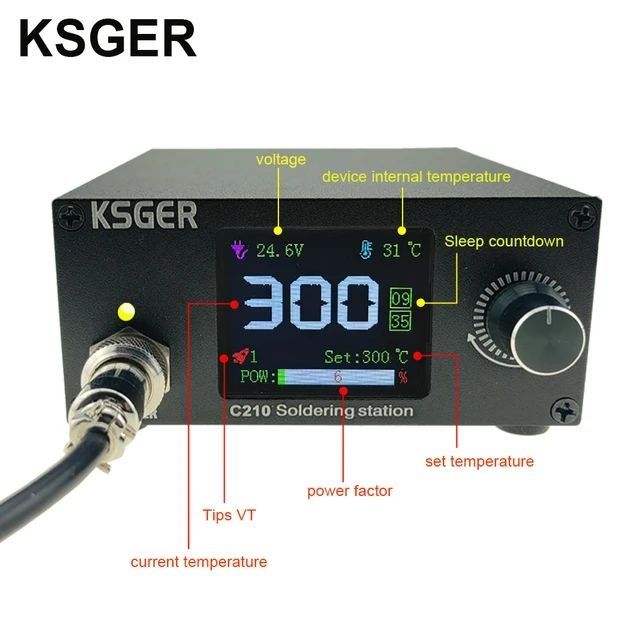 Паяльная станция паяльник KSGER T210 STC V2.3 цветной дисплей