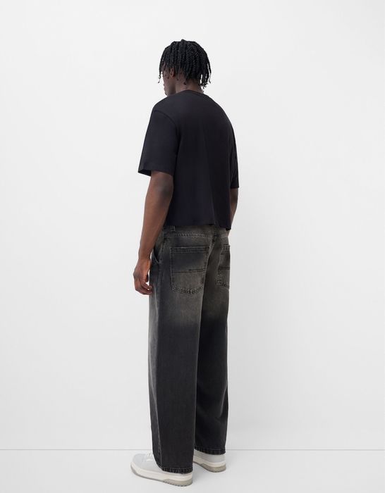 Джинси Bershka Skater Fit (W 36) чорні чоловічі скейтерські широкі