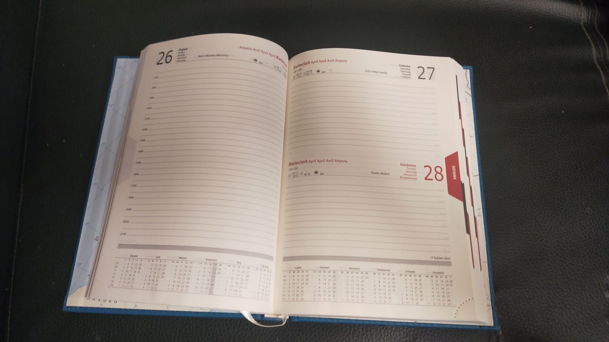 Kalendarz 2024 z LOGO firmy 360 stron Eko-skóra z grawerem Tadeusz