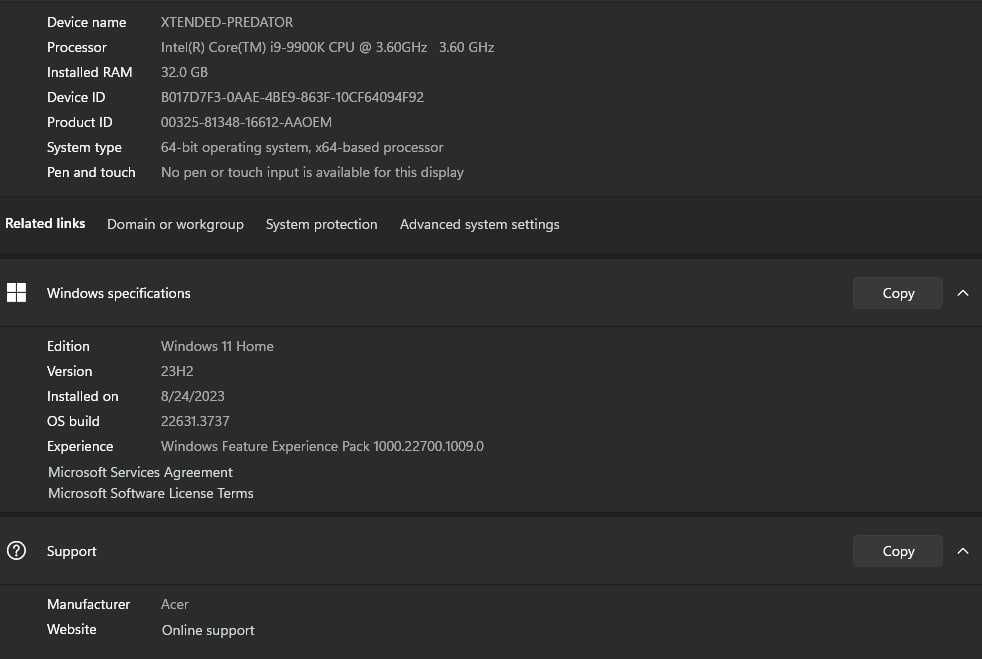 Gamingowy komputer Acer Predator i9-9900K RTX 2080 Ti 11GB 32GB RAM