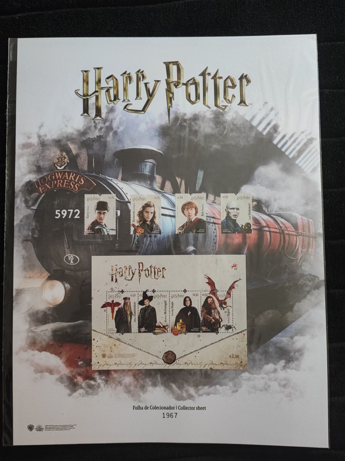 Folha de colecionador Harry Potter nunerada