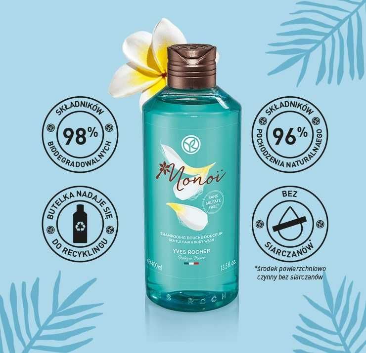 Yves Rocher Szampon- żel pod prysznic Monoi de Tahiti 400 ml -2 w 1