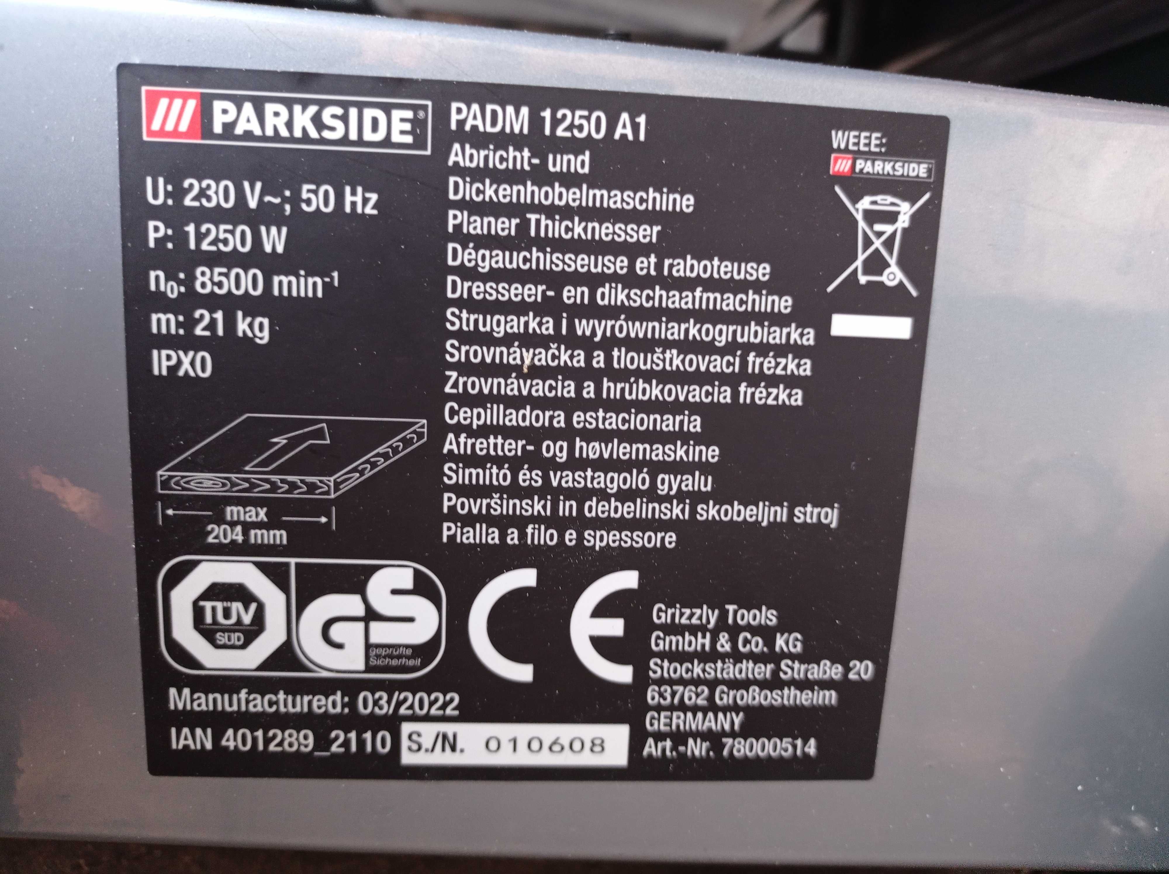 Strugarka grubościówka Parkside Einhell Metabo