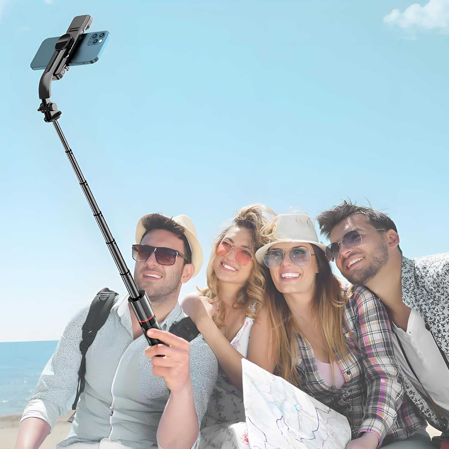 Retoo Selfie Stick Bluetooth tripé extensível candeeiro 3 em 1 até 110