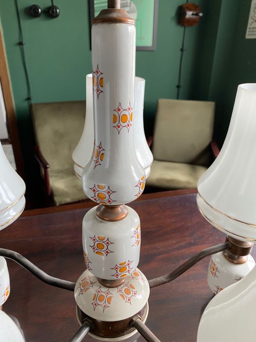 Ceramiczny żyrandol Polam - Wrocław PRL vintage lampa