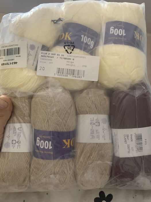 Крючки для вязания и нитки