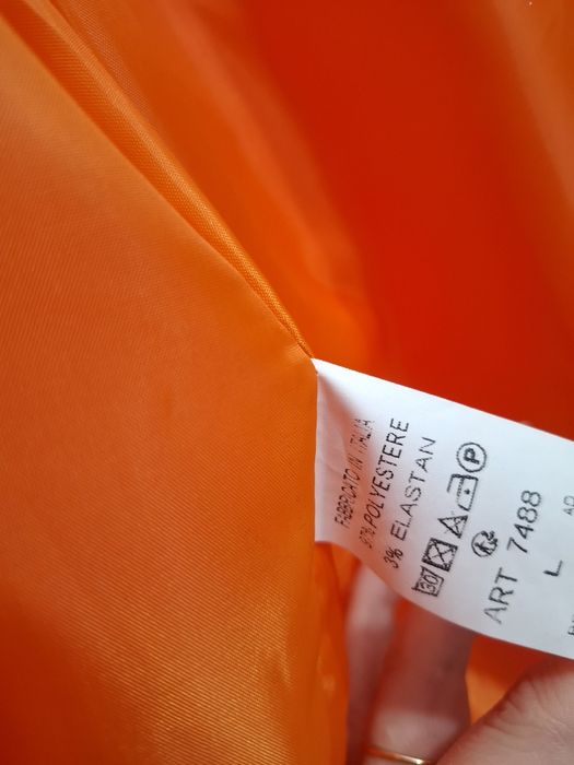 Pomarańczowy garnitur damski marynarka żakiet spodnie casual l 40