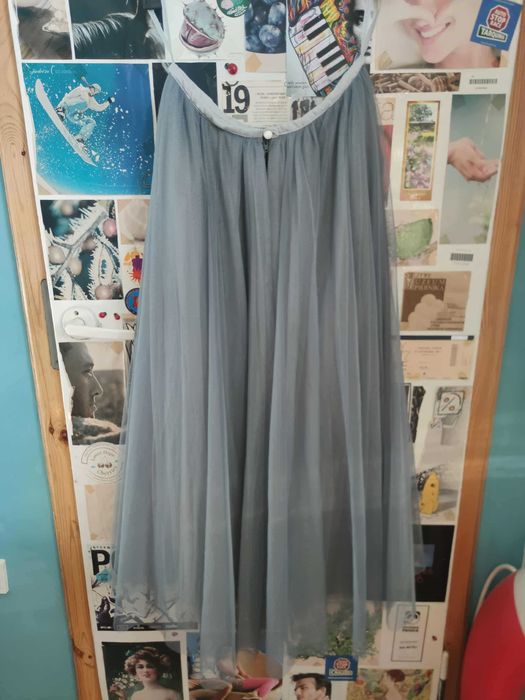 jeannie maxi tulle skirt dluga spodnica tiulowa 3 warstwy szara 36 S