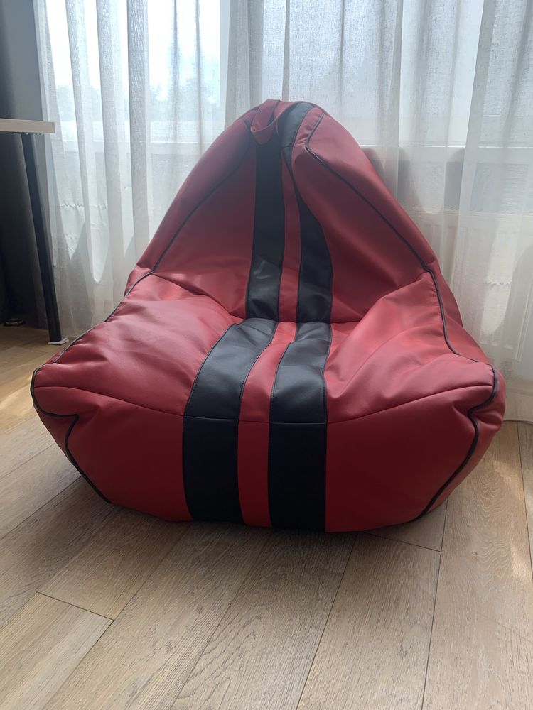 Кресло-мешок SportCar SanchoBAG Экокожа Красный: Красный + Черный
