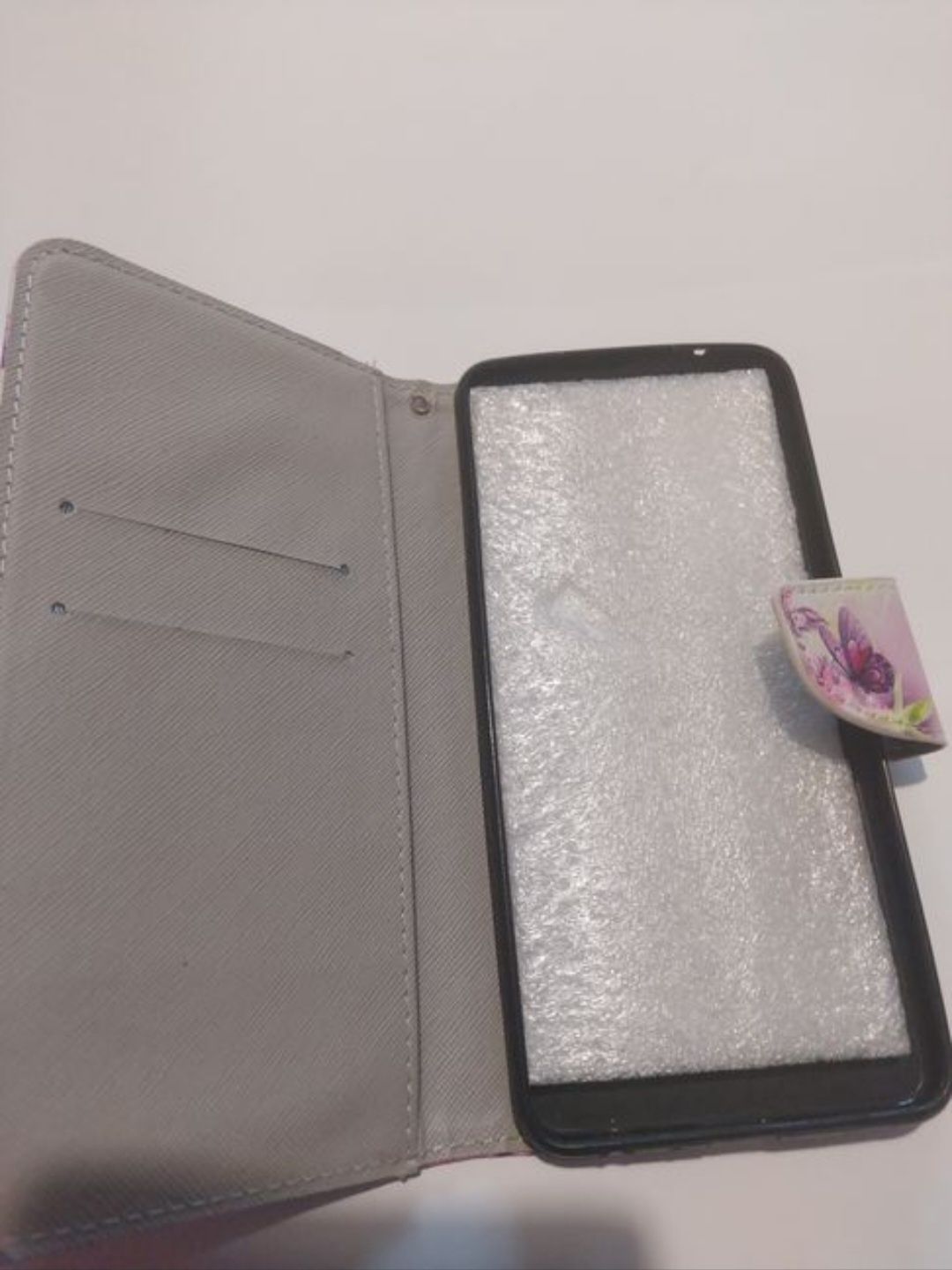 Etui portfelowe do smartfonu z kwiatowym wzorem Samsung Galaxy motyle