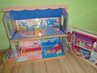 WOODEN DOLLHOUSE drewniany duży domek dla lalek + akcesoria mebelki