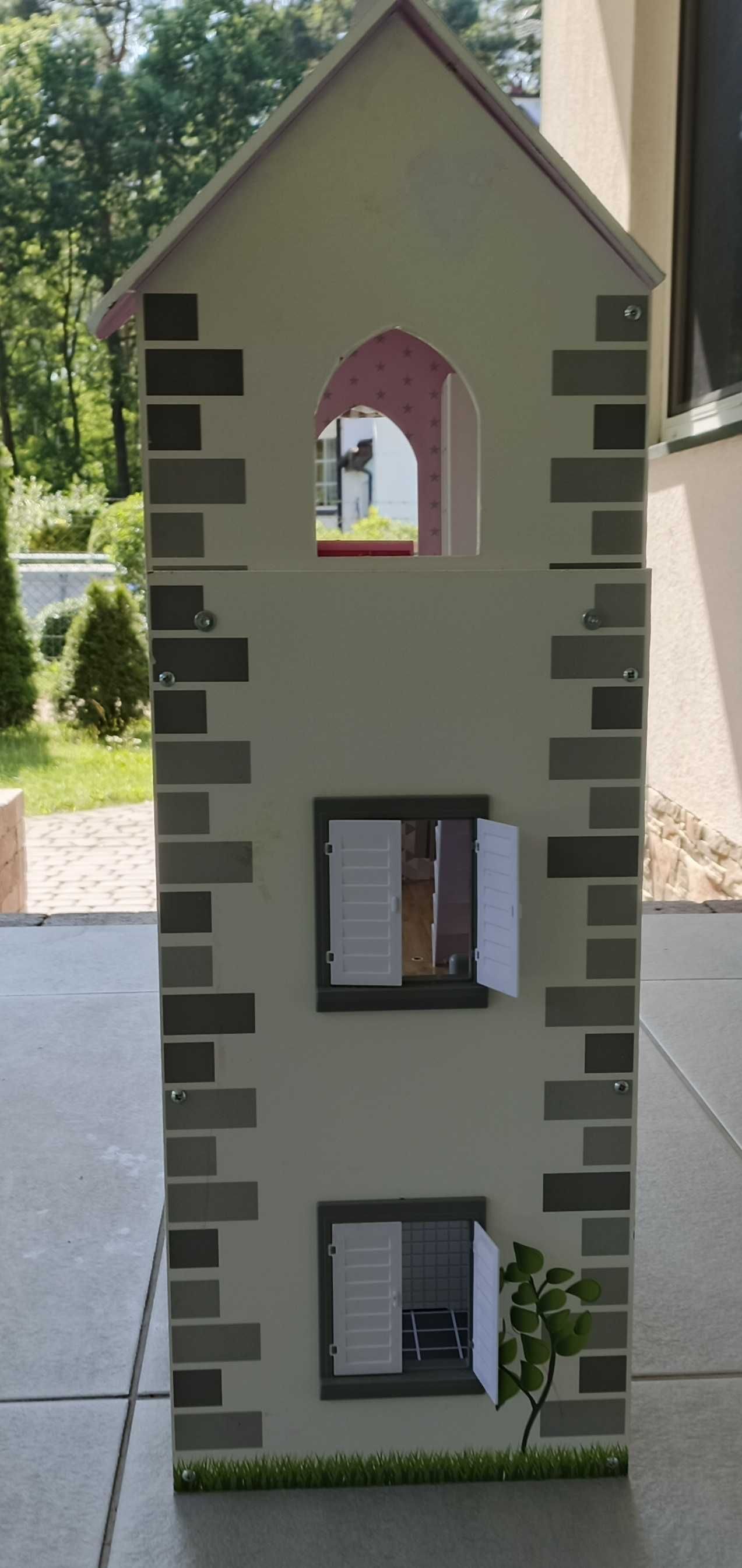 Drewniany domek dla lalek - ogromny 82 x 61 x 27 cm, parter + 2 piętra