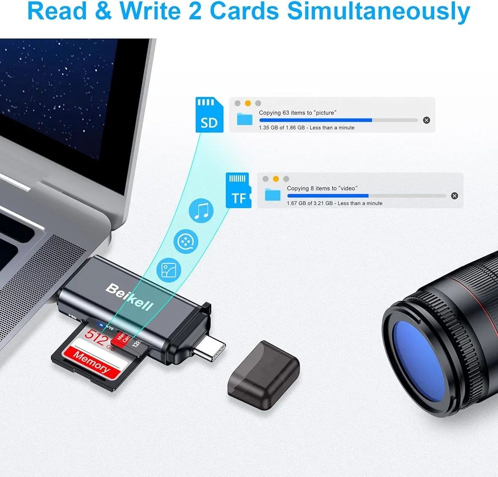 Czytnik kart pamięci USB 3.0 USB C Beikell N261