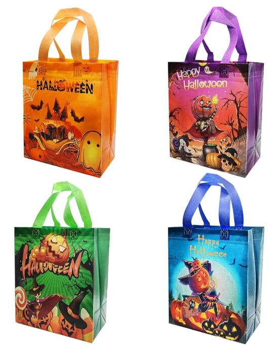 Torby na Halloween - 4 sztuki - wielorazowe z tworzywa - nowe